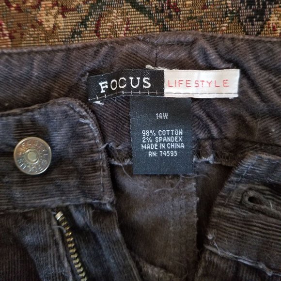 Vintage 90s, needle cord, fine corduroy pants, 4 pockets, Focus, L, gray - Picture 10 of 11